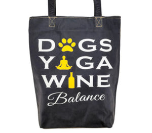 Dogs Yoga Wine Recycled Military Tent Tote