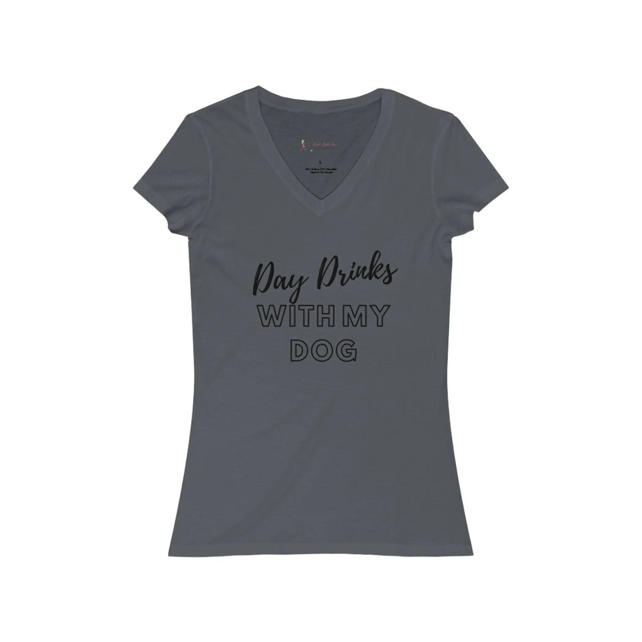 Day Drinks with My Dog- Women's Jersey Short Sleeve V-Neck Tee