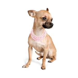 Multi-Strand Pink Pearl Dog Necklace