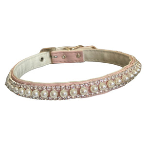 Pretty in Pink Pearl and Rhinestone Vegan Collar