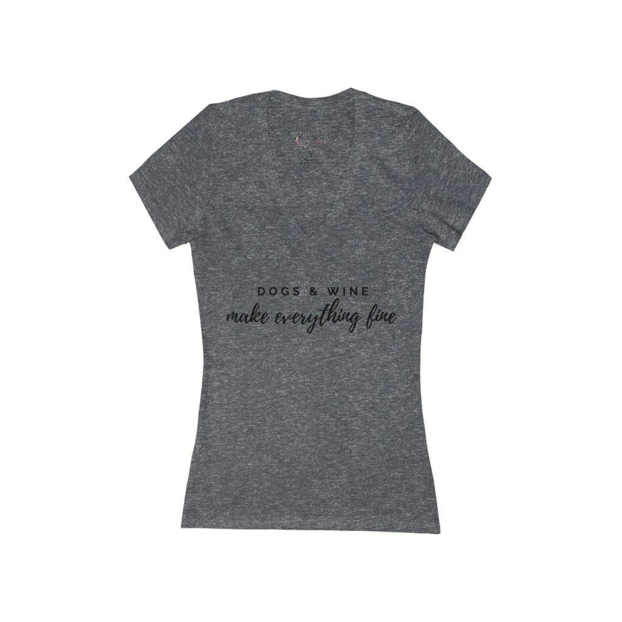 Dogs & Wine - Women's Jersey Short Sleeve Deep V-Neck Tee